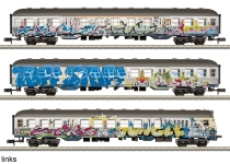 Trix 18264 - N - 3-tlg. Set Personenwagen Silberlinge - Graffiti, DB, Ep. IV